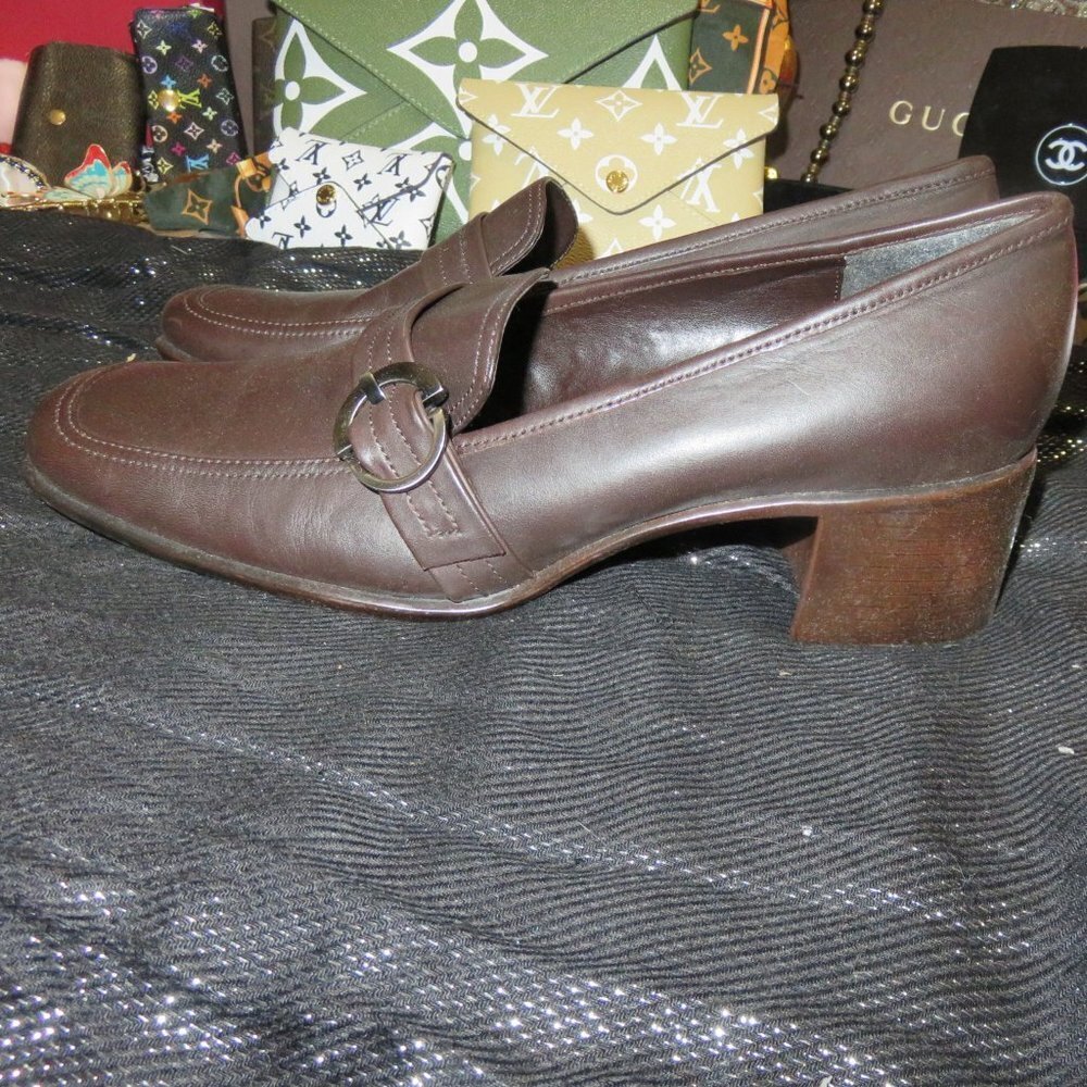 BOGO What’s What by Aerosoles Block Heeled Brown Leather Slip On loafers